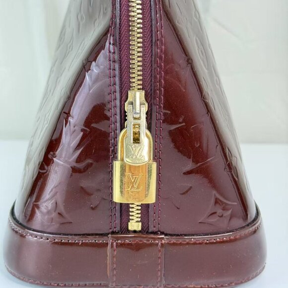 Louis Vuitton Burgundy Alma MM Top Handle Bag Monogram Vernis - Picture 5 of 10